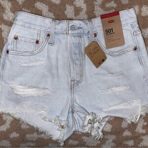 Levi's Women's Light Blue Distressed 501 Jean Shorts